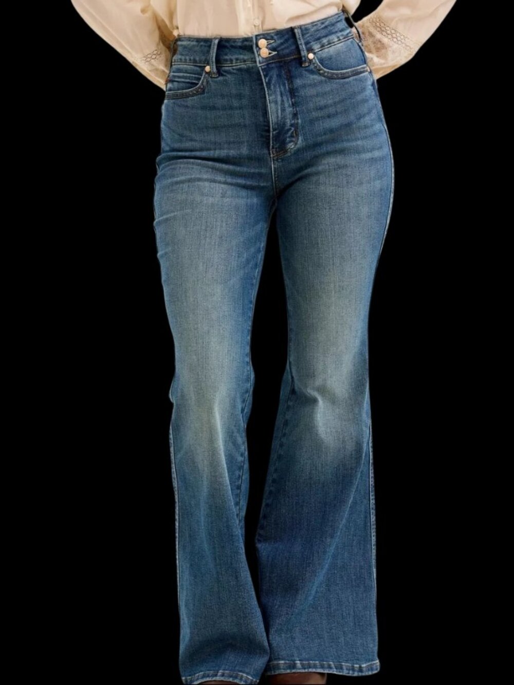 Judy Blue High Waist Double Button Tummy Control Flare Jeans
